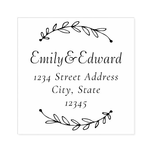 Botanische Wreath-Hochzeit-Rücksendeadresse Gummistempel (Prägung)
