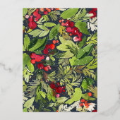 Botanische Wreathnavy Holiday Folien Feiertagskarte (Rückseite)