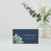 Botanische Wüste Elegant Navy Blue Visitenkarte (Stehend Vorderseite)