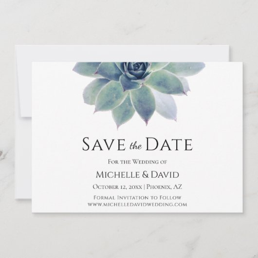 Botanische Wüste Elegante Hochzeit Save The Date (Vorderseite)
