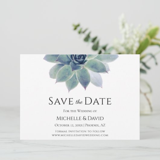 Botanische Wüste Elegante Hochzeit Save The Date (Stehend Vorderseite)