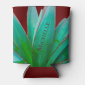 Botanische Wüste Sukkulent Rot Personalisiert Dosenkühler (Vorderseite)