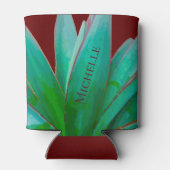 Botanische Wüste Sukkulent Rot Personalisiert Dosenkühler (Rückseite)