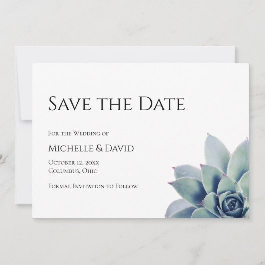 Botanische Wüste Sukkulente einfache Hochzeit Save The Date (Vorderseite)