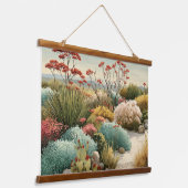 Botanische Wüstenlandschaft Wandteppich Mit Holzrahmen (Gewinkelt)