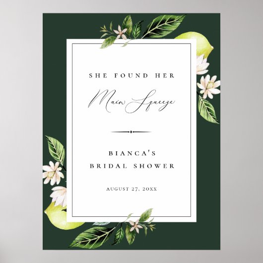 Botanische Zitronen Hauptpresse Brautparty Poster (Vorne)