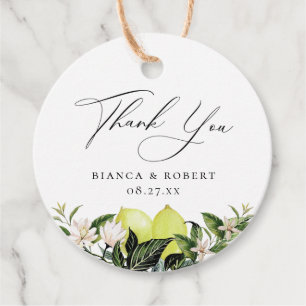 Botanische Zitronen Hochzeit Danke Geschenkanhänger