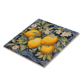 Botanische Zitronen Navy Fliese (Seite)