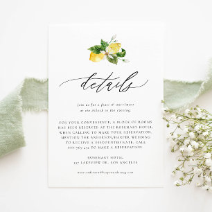 Botanische Zitronen und Grüne Hochzeiten Details Begleitkarte
