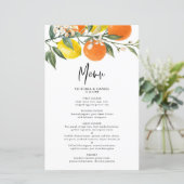 Botanische Zitronen und Orangen Garland Menü Karte (Stehend Vorderseite)