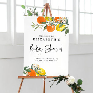 Botanische Zitronen und Orangen Sommerdusche Poster