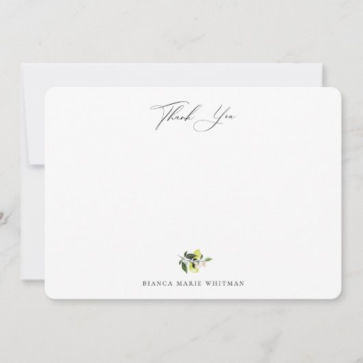 Botanische Zitronen Vielen Dank Notiz Karte (Vorderseite)