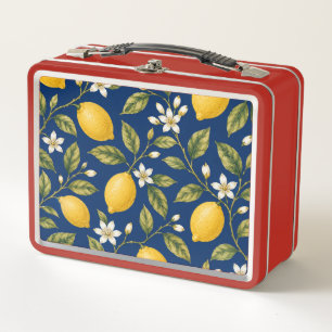 Botanische Zitronenblüte Marineblau Lunchbox
