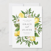 Botanische Zitronenblüten bilden den Sommer Save The Date (Vorderseite)