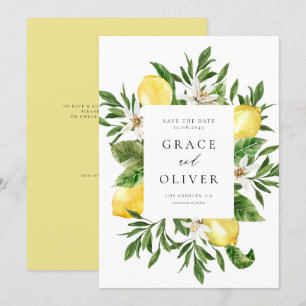 Botanische Zitronenblüten in Aquarellfarben Frame  Save The Date