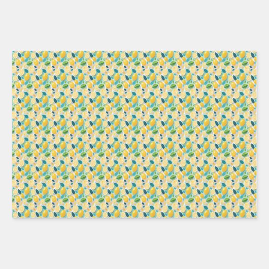Botanische Zitrusfrüchte im Sommer Geschenkpapier Set (Vorderseite)
