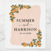 Botanische Zitrusfrüchte Orange Hauptpresse Gastge Weinetikett (Einzelnes Label)