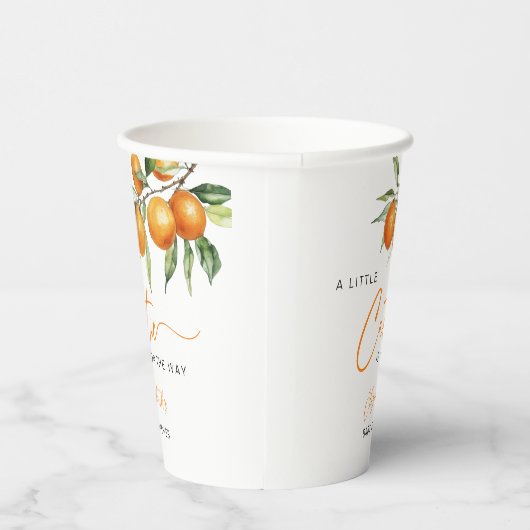 Botanische Zitrusfrüchte Orange Kleine Süsse Kinde Pappbecher (Rechts)