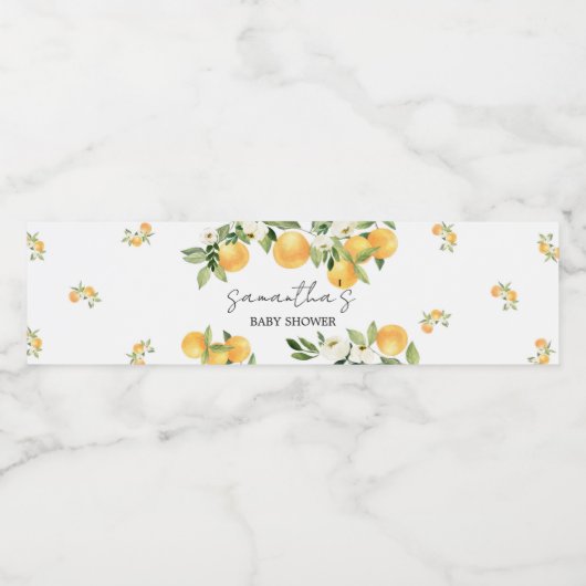 Botanische Zitrusfrüchte Orange Kleine Süsse Kinde Wasserflaschenetikett (Einzelnes Label)