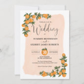 Botanische Zitrusfrüchte Orangensaft Sommerhochzei Einladung (Vorderseite)