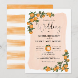 Botanische Zitrusfrüchte Orangensaft Sommerhochzei Einladung