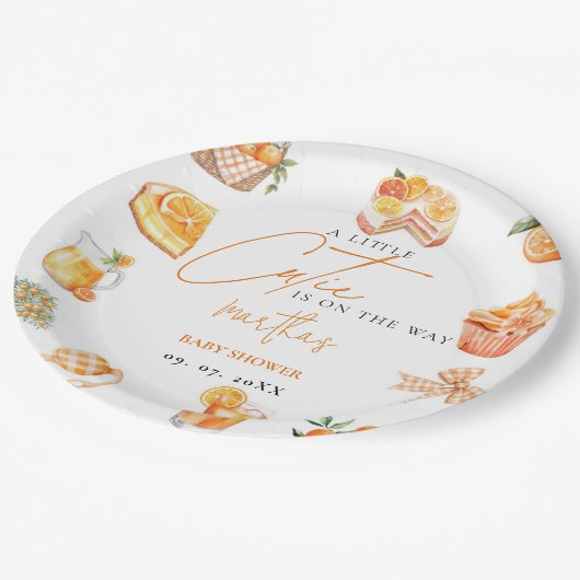 Botanische Zitrusfrüchte-Süsse Sommerdusche Pappteller (Schrägansicht)