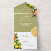 Botanische Zitrushochzeit All In One Einladung (Innen Boden)
