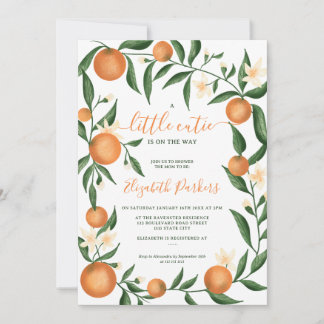 Botanische Zitrusorange kleine Süße Babyparty Einladung