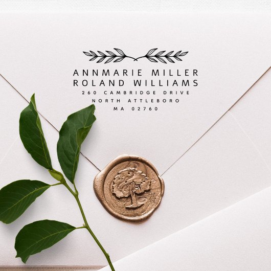 Botanische Zwei Letzte Namen Moderne Rücksendeadre Gummistempel