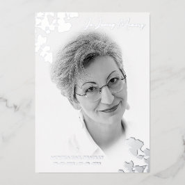 Botanische Zweige aus echtem Schwarz-weißem Foto Folieneinladung