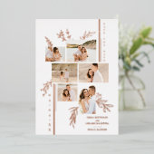 Botanische Zweige Hochzeit 6 Fotos Collage Folieneinladung (Stehend vorne)