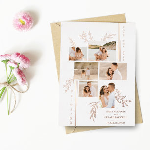 Botanische Zweige Hochzeit 6 Fotos Collage Folieneinladung