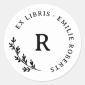 Botanische Zweigniederlassung Erstname Ex Libris Runder Aufkleber (Vorderseite)