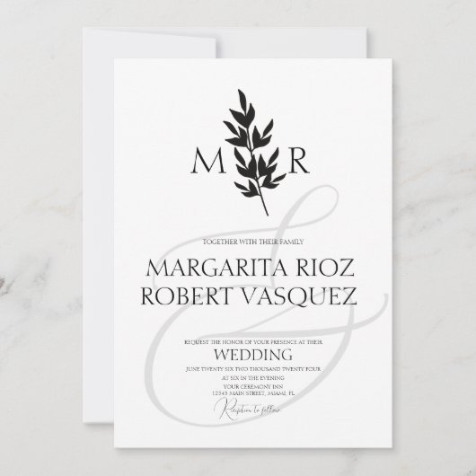 Botanische Zweigstelle Ampere und Mit Monogramm Ho Einladung (Vorderseite)
