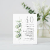 Botanischer 40. Geburtstag Eukalyptus Invites (Stehend Vorderseite)