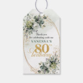 Botanischer 80. Geburtstag Dusty Green Tag Geschenkanhänger (Vorderseite)