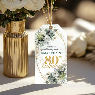 Botanischer 80. Geburtstag Dusty Green Tag Geschenkanhänger
