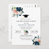 Botanischer Abschluss der Rustikalen Navy Blush Postkarte (Vorne/Hinten)