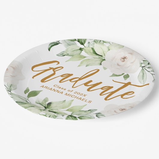 Botanischer Abschluss für Blumenschreiber Pappteller (Schrägansicht)