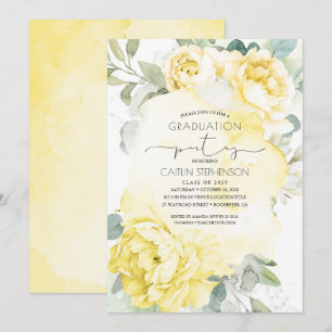 Botanischer Abschluss Gelbe Flora Einladung
