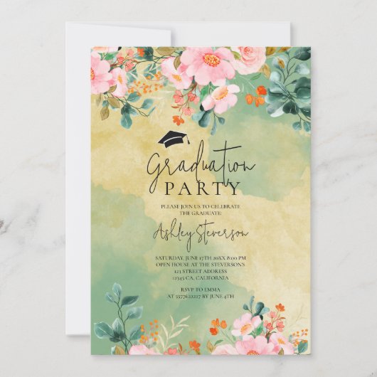 Botanischer Abschluss in Beobingrosa Einladung (Vorderseite)