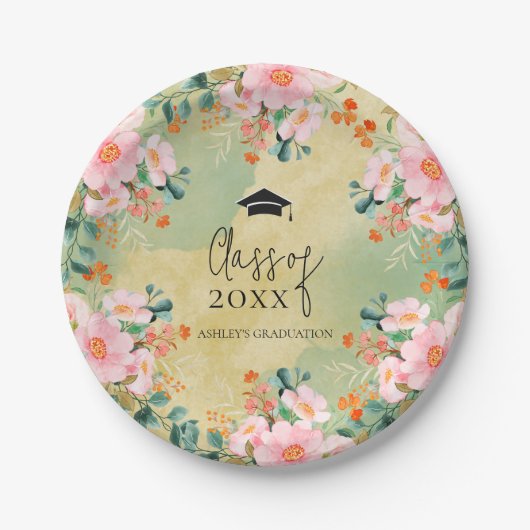 Botanischer Abschluss in Beobingrosa Pappteller (Vorderseite)