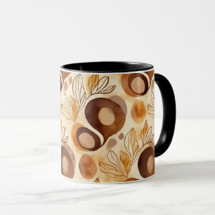 Botanischer Abstract-Kaffeebecher – Sanfte Erdtöne Tasse