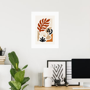 Botanischer abstrakter Blattdruck   Modernes Skand Poster