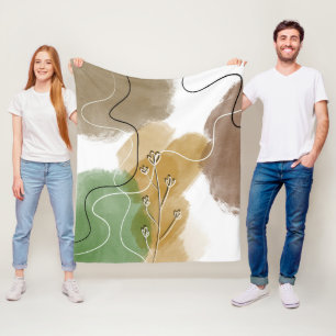 Botanischer Abtract Earth Tone Fleecedecke