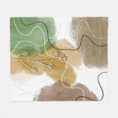 Botanischer Abtract Earth Tone Fleecedecke (Vorderseite (Horizontal))