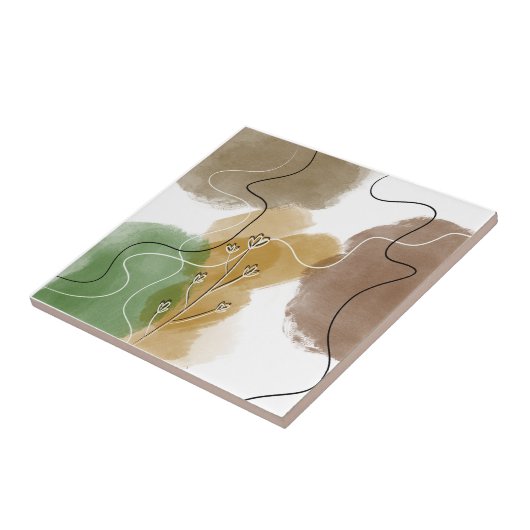 Botanischer Abtract Earth Tone Fliese (Seite)