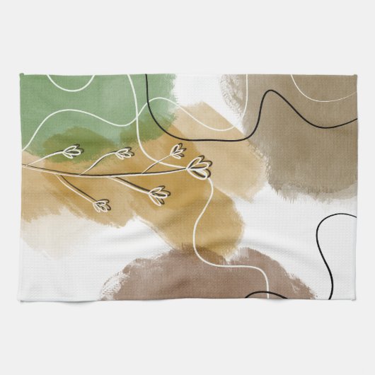 Botanischer Abtract Earth Tone Geschirrtuch (Horizontal)