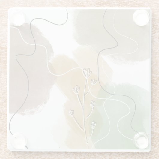 Botanischer Abtract Earth Tone Glasuntersetzer (Rückseite)