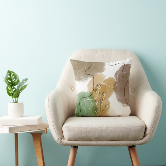 Botanischer Abtract Earth Tone Kissen (Stuhl )